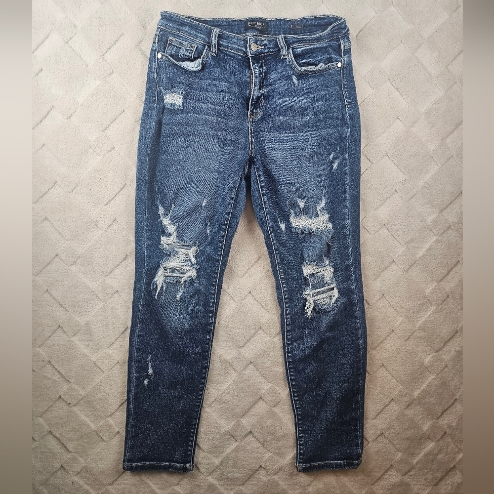 Judy Blue Distressed Boyfriend Fit Jeans Womens 31 Stretchy